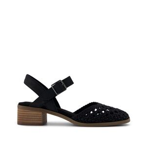 Toms Black Woven Slingback Low Block Heel